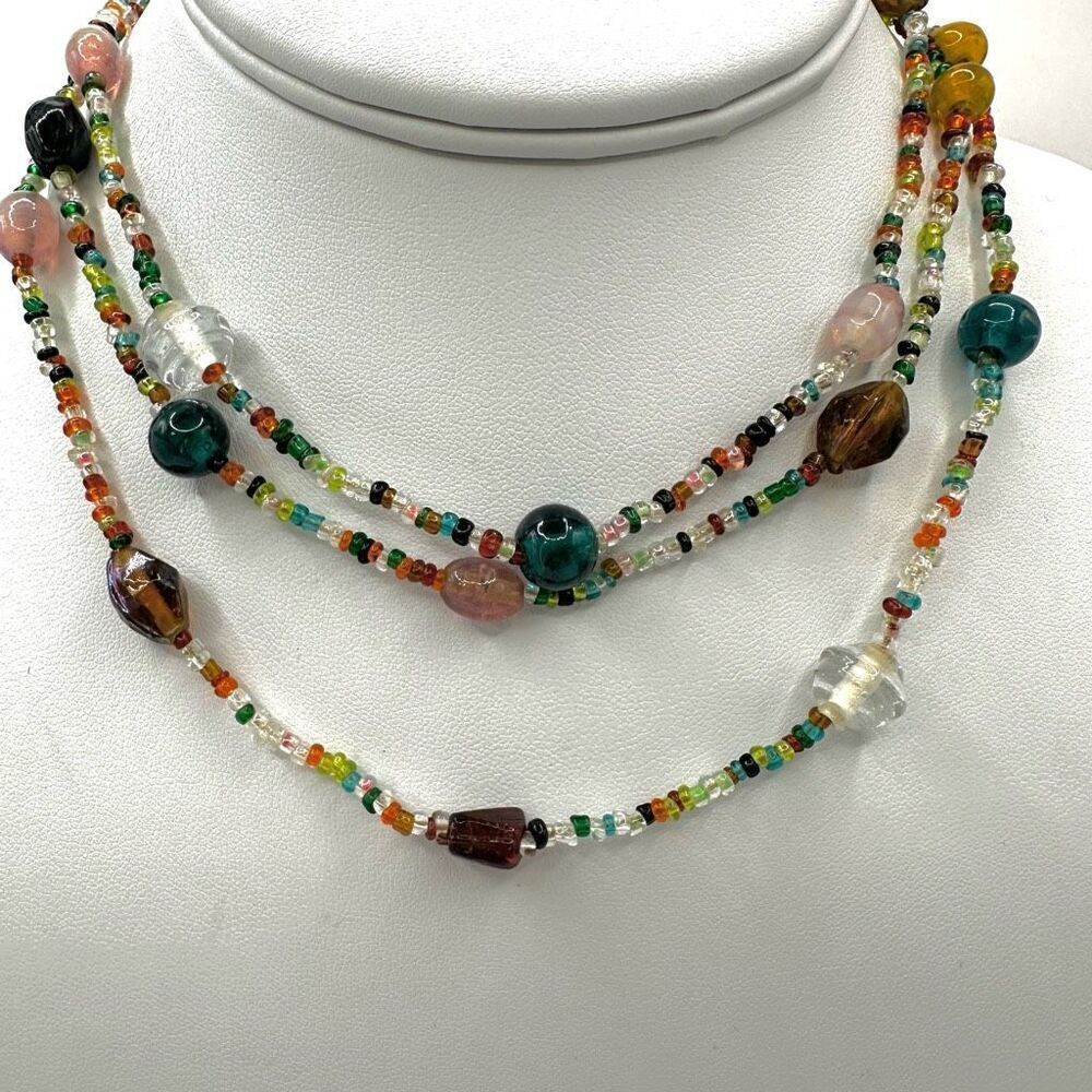 Colorful glass beaded long necklace - Picture 11 of 11